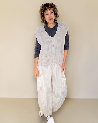 Beige Pure Cotton Knit Vest