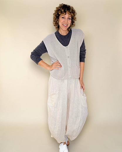 Beige Pure Cotton Knit Vest