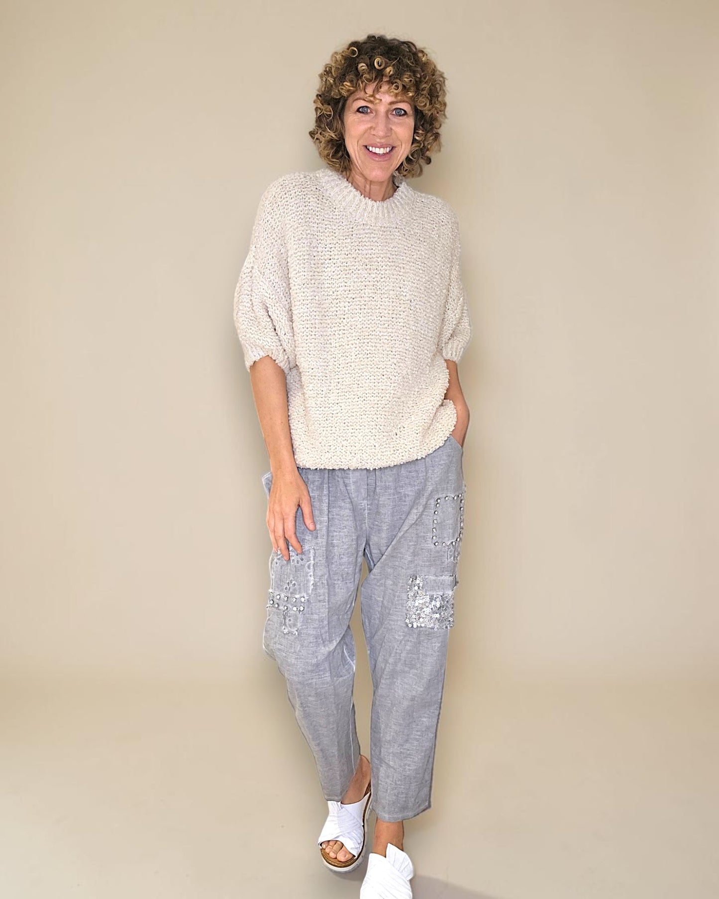 Vanilla Chenille Wool Blend Babydoll Sweater
