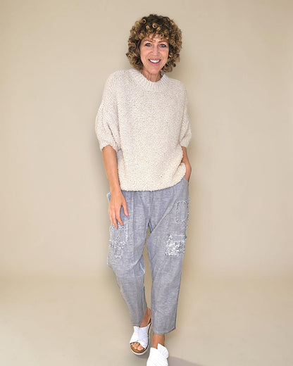 Vanilla Chenille Wool Blend Babydoll Sweater
