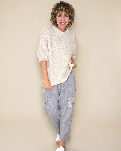 Vanilla Chenille Wool Blend Babydoll Sweater