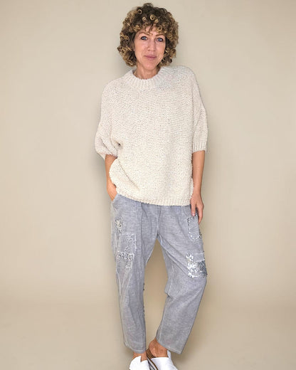 Vanilla Chenille Wool Blend Babydoll Sweater