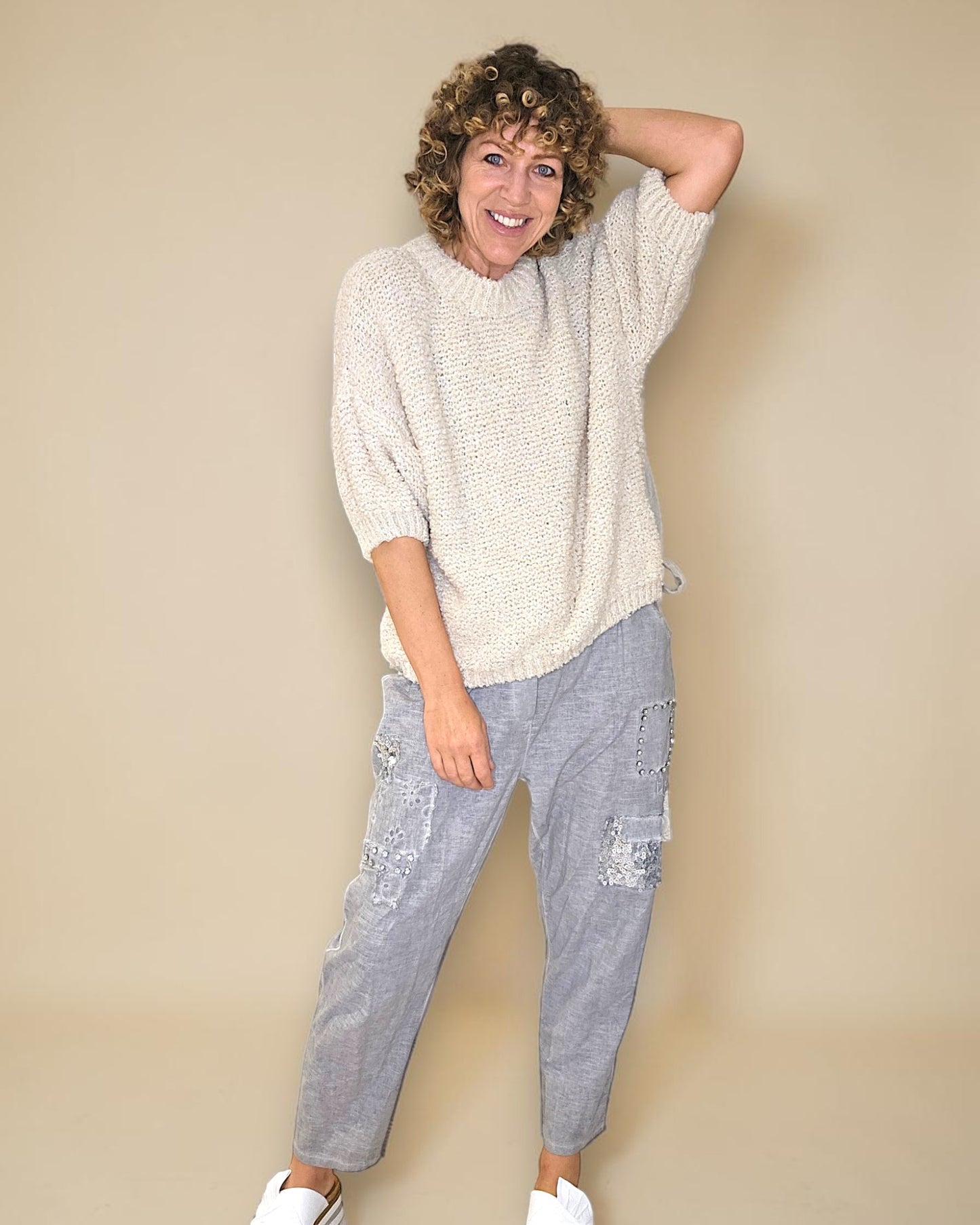 Vanilla Chenille Wool Blend Babydoll Sweater