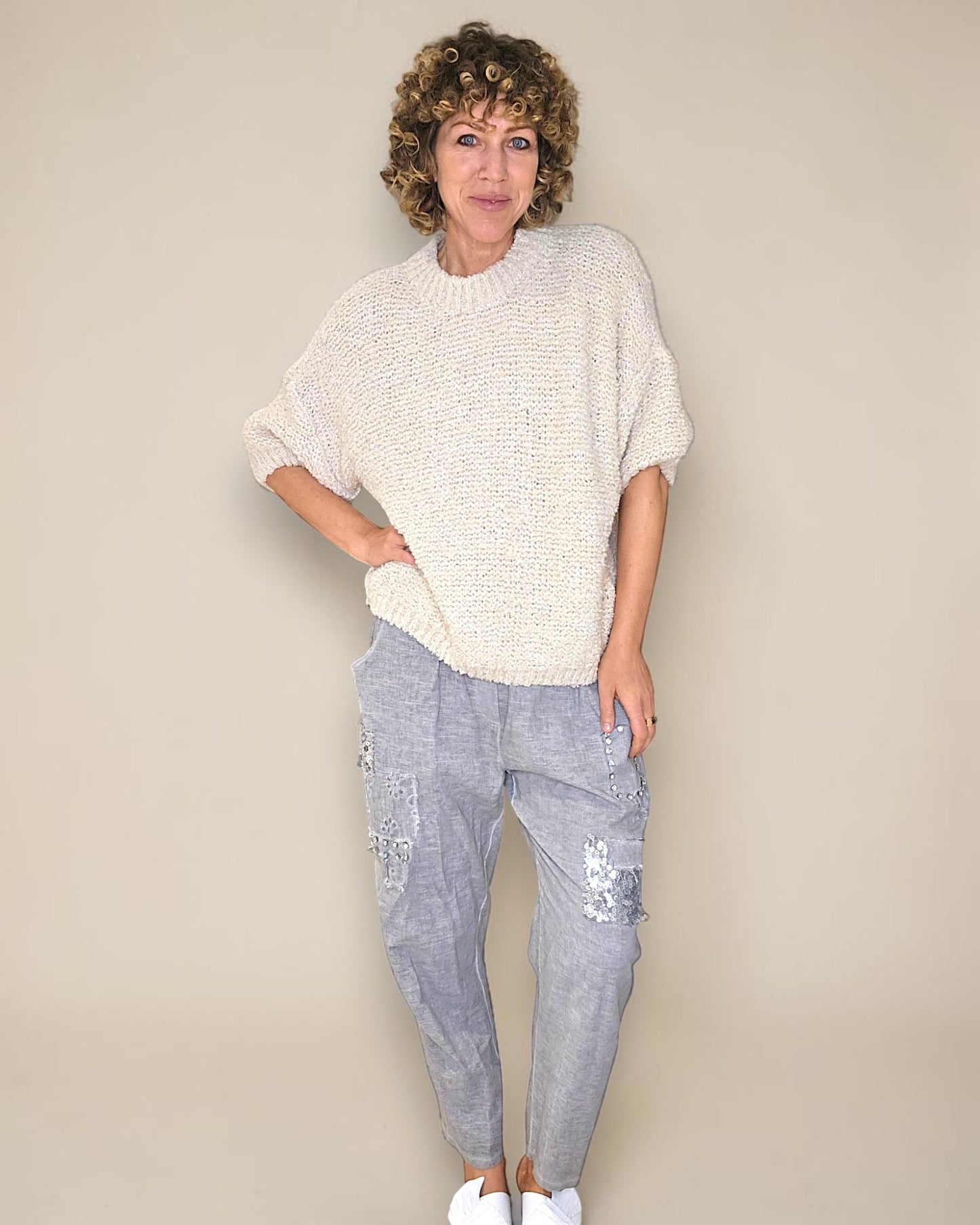Vanilla Chenille Wool Blend Babydoll Sweater