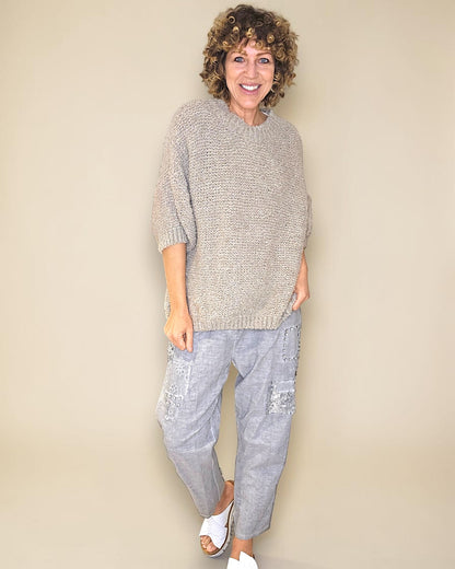 Mocha Chenille Wool Blend Babydoll Sweater
