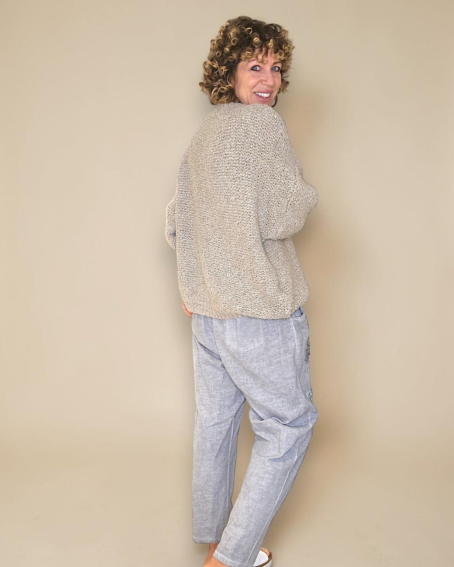 Mocha Chenille Wool Blend Babydoll Sweater