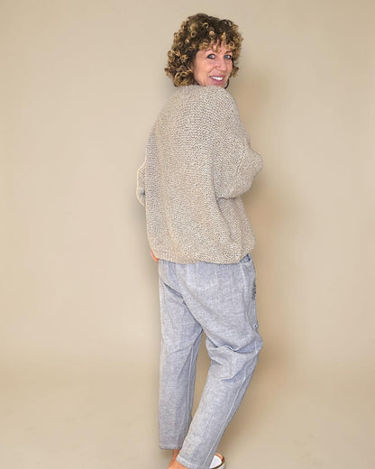 Mocha Chenille Wool Blend Babydoll Sweater