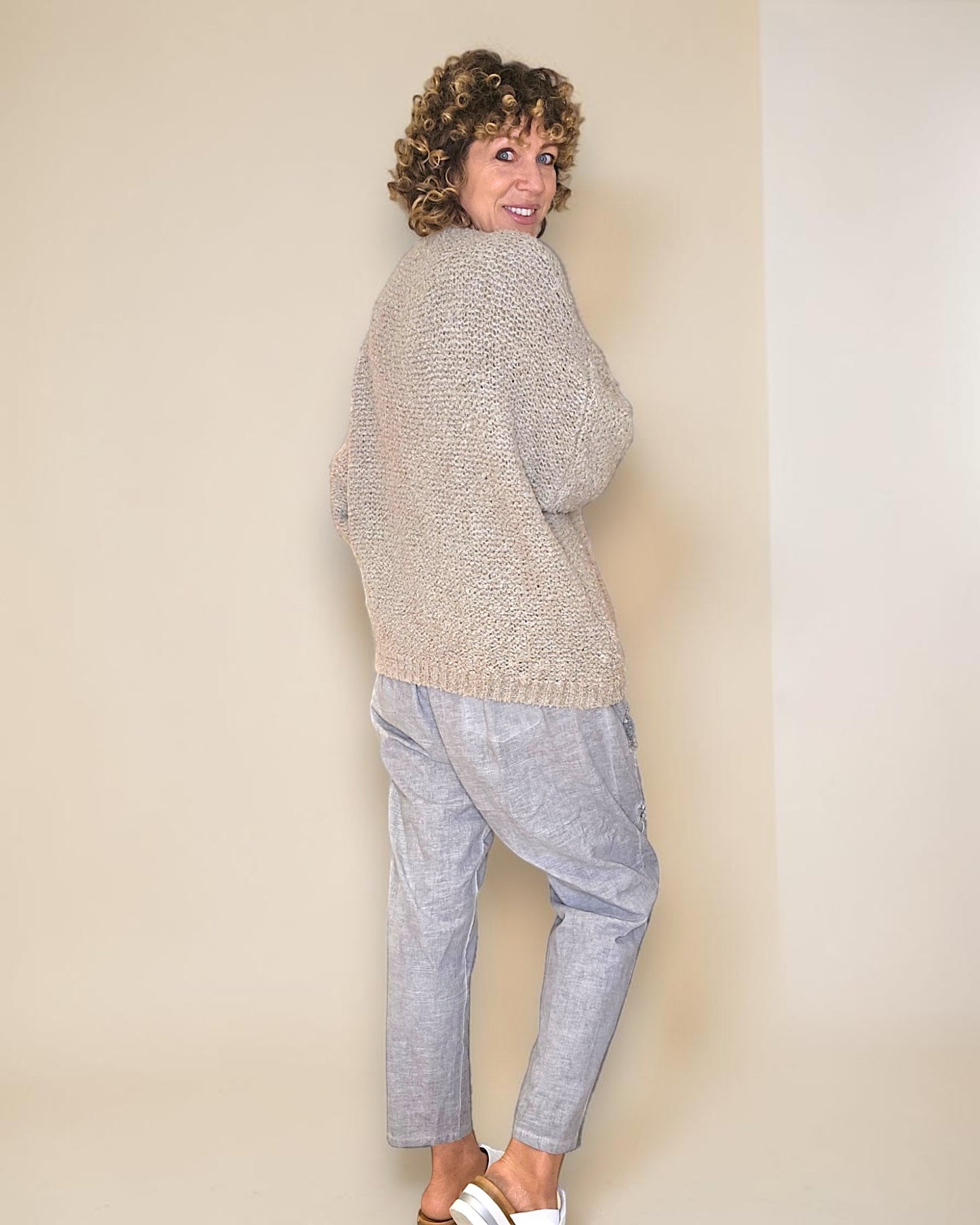 Mocha Chenille Wool Blend Babydoll Sweater
