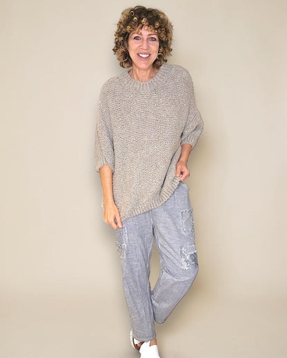 Mocha Chenille Wool Blend Babydoll Sweater