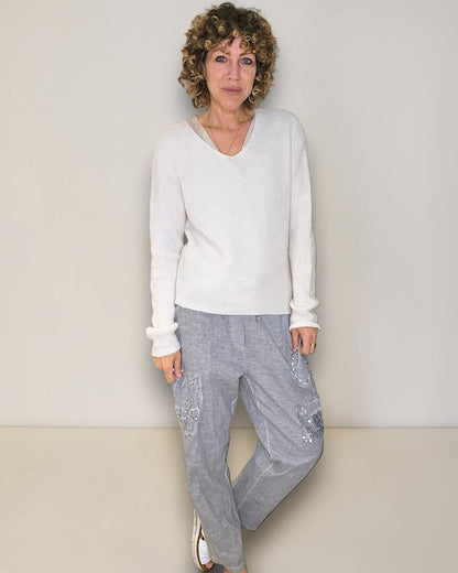Vanilla Rib V-Neck Best Basics B. Alpaca Blend Sweater