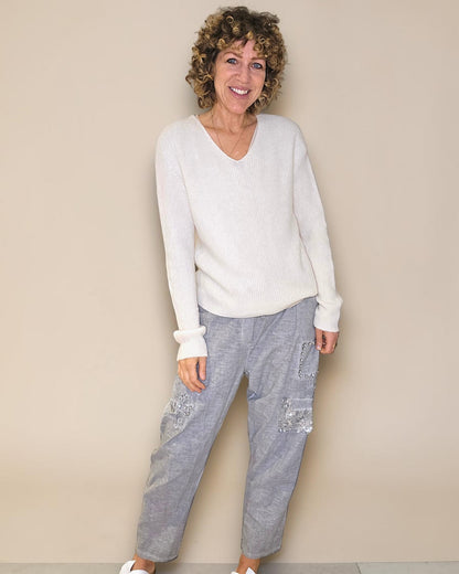 Vanilla Rib V-Neck Best Basics B. Alpaca Blend Sweater