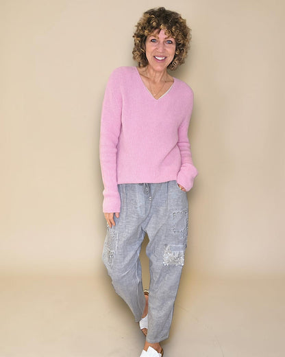 Bubbelgum Rib V-Neck Best Basics B. Alpaca Blend Sweater