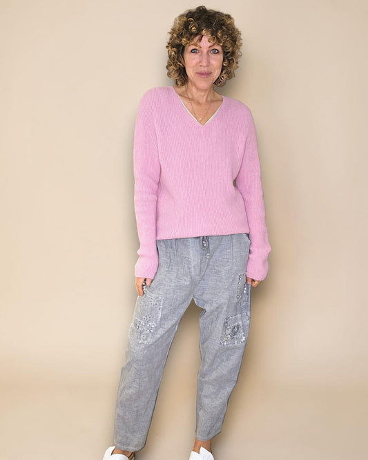Bubbelgum Rib V-Neck Best Basics B. Alpaca Blend Sweater