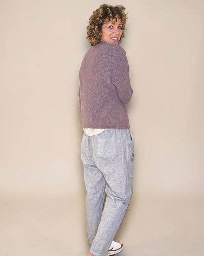 Light Coffee Rib V-Neck Best Basics B. Alpaca Blend Sweater