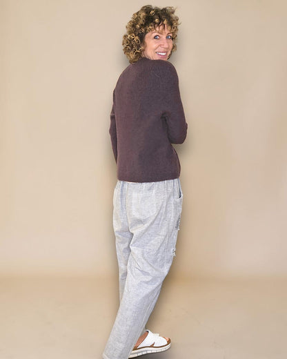 Drk Coffee Rib V-Neck Best Basics B. Alpaca Blend Sweater