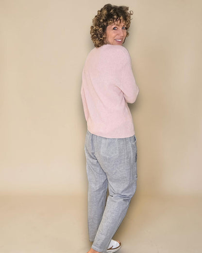 Baby Pink Rib V-Neck Best Basics B. Alpaca Blend Sweater