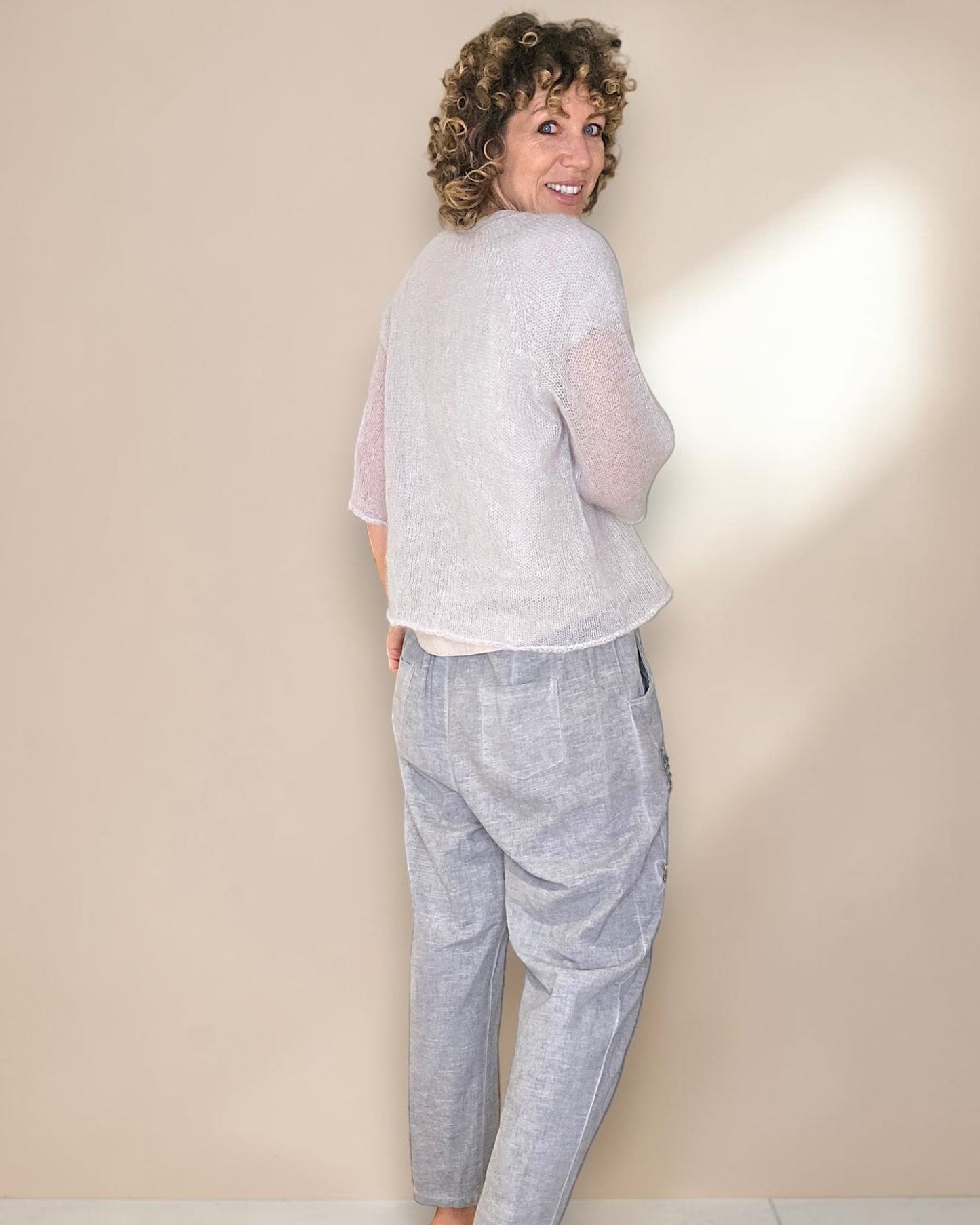 Lght Grey See Through 75% Mohair Blend Top