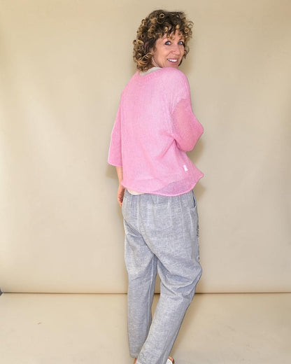 Cool Bubbelgum See Through 75% Mohair Blend Top