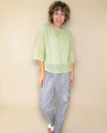 Lght Lime See Through 75% Mohair Blend Top