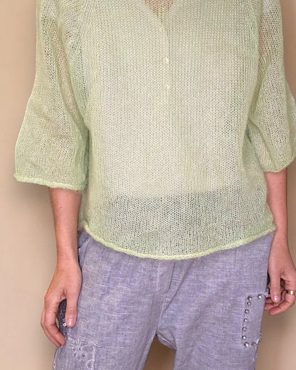 Lght Lime See Through 75% Mohair Blend Top