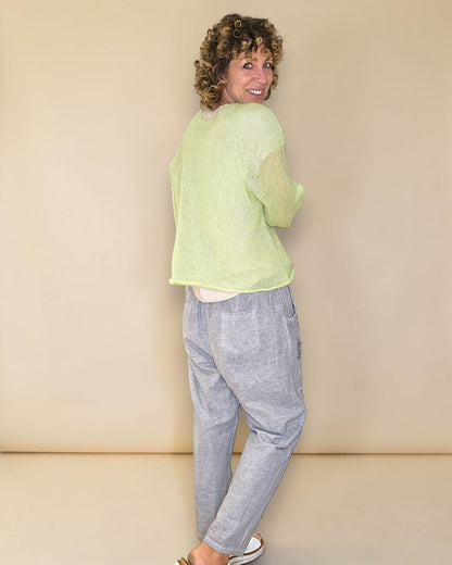 Lght Lime See Through 75% Mohair Blend Top