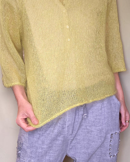 Avocado See Through 75% Mohair Blend Top