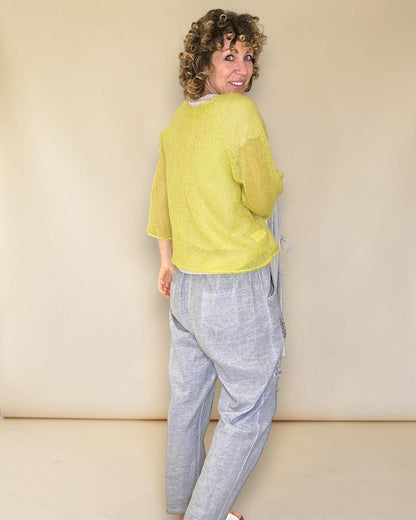 Avocado See Through 75% Mohair Blend Top