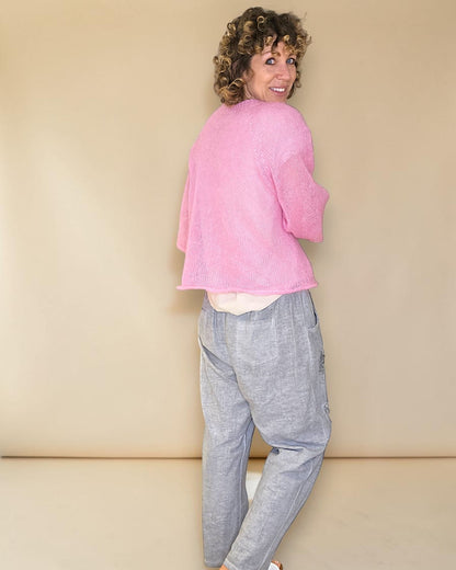 Warm Bubbelgum See Through 75% Mohair Blend Top