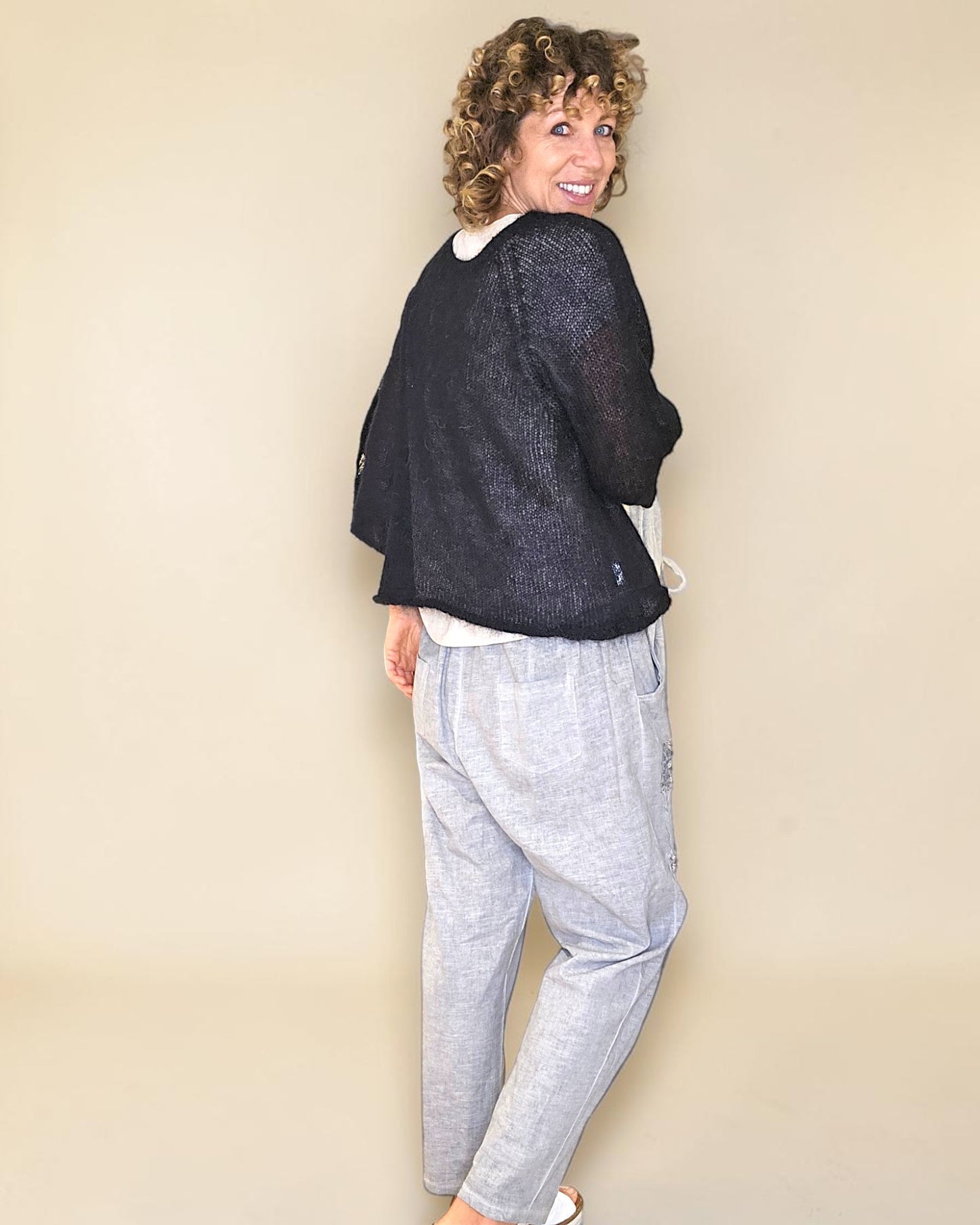 Black See Through 75% Mohair Blend Top