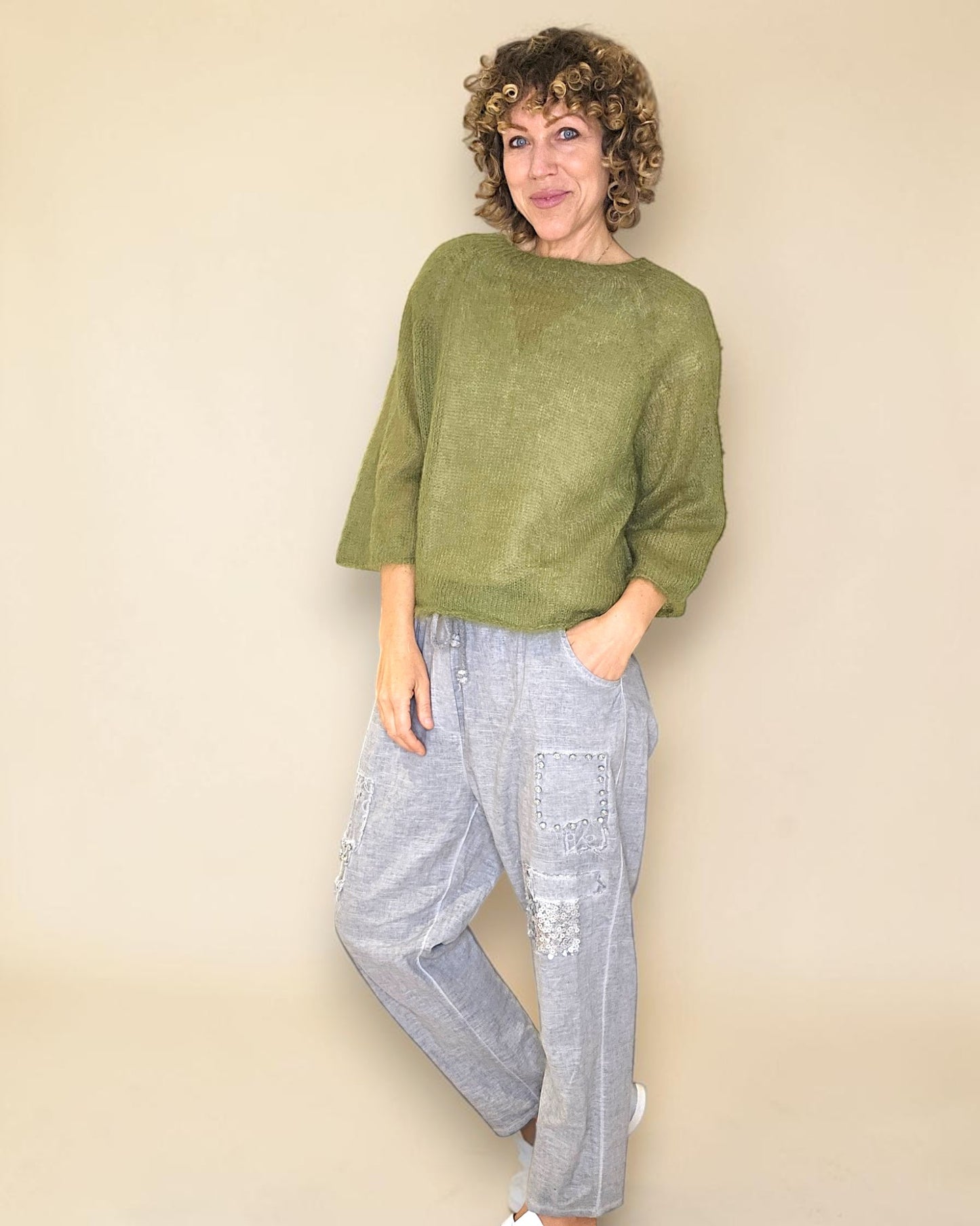 Forest See Through 75% Mohair Blend Top