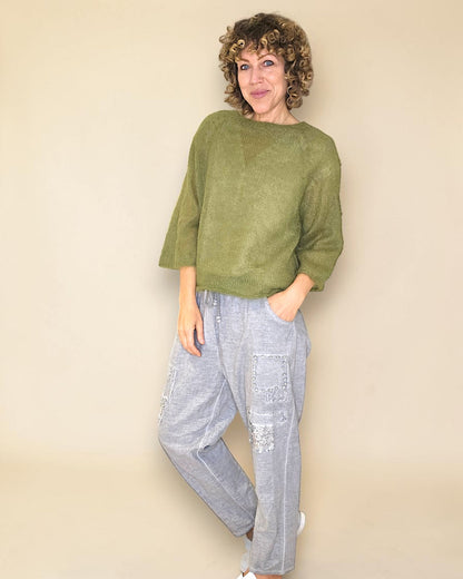 Forest See Through 75% Mohair Blend Top