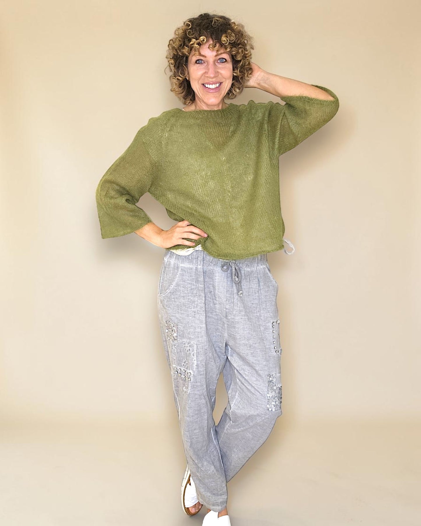 Forest See Through 75% Mohair Blend Top