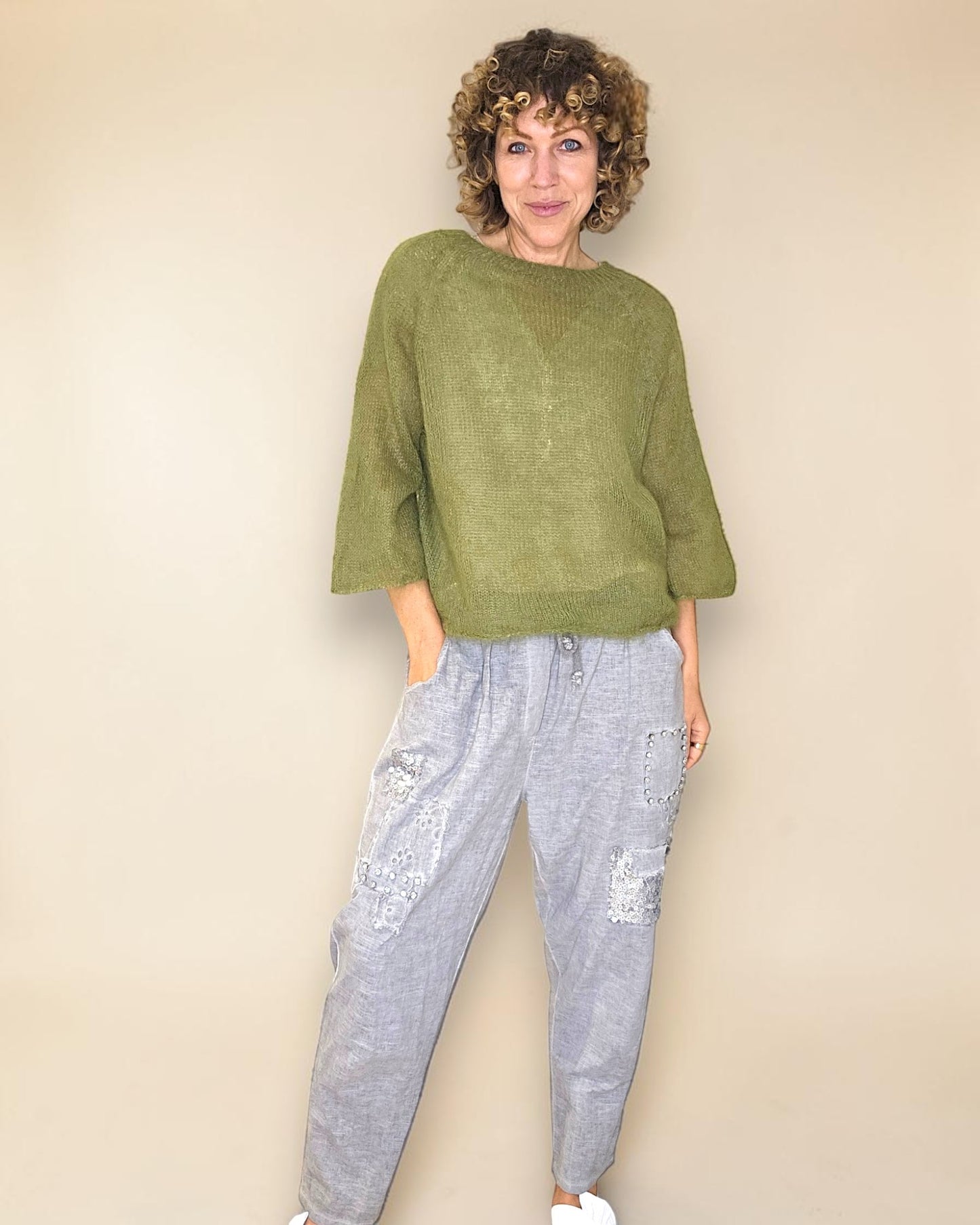 Forest See Through 75% Mohair Blend Top