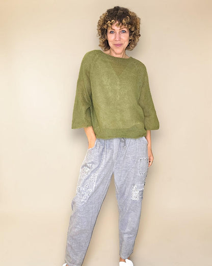 Forest See Through 75% Mohair Blend Top
