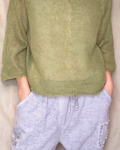 Forest See Through 75% Mohair Blend Top