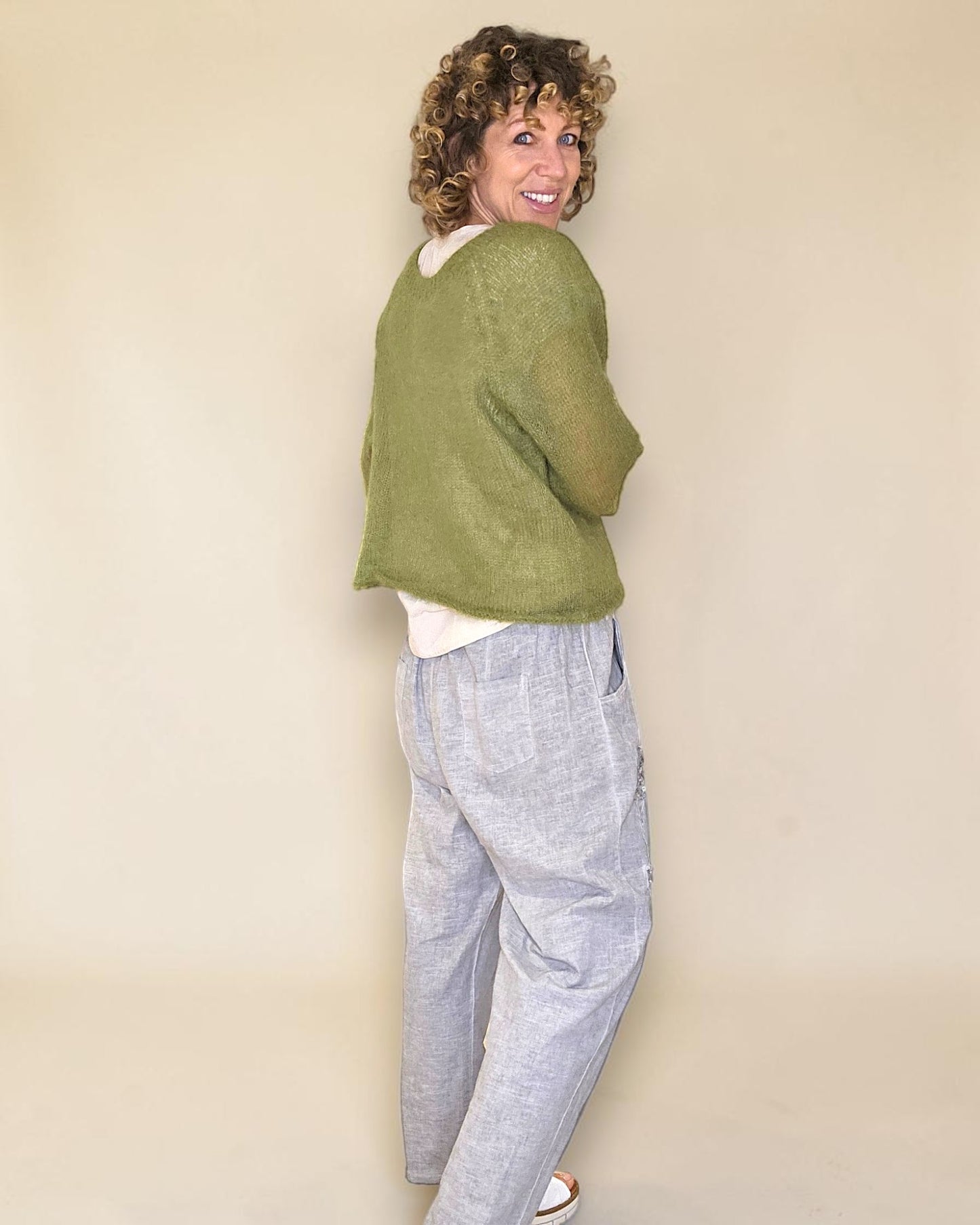 Forest See Through 75% Mohair Blend Top