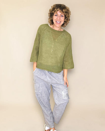 Forest See Through 75% Mohair Blend Top
