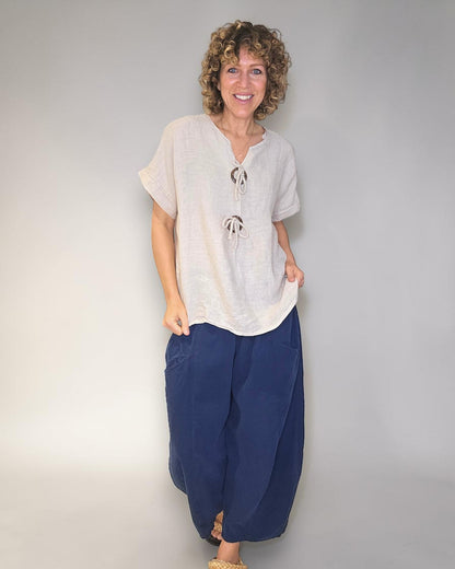 Beige Deux Button Top