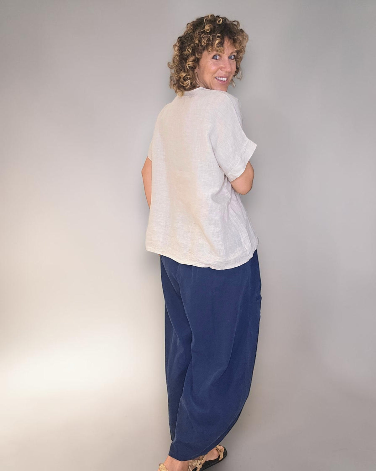 Beige Deux Button Top