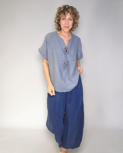 Grey Deux Button Top