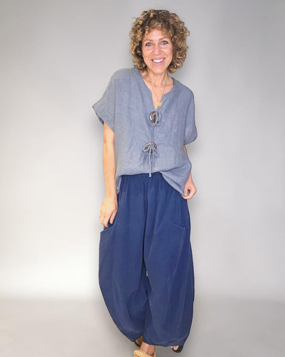 Grey Deux Button Top