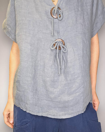 Grey Deux Button Top