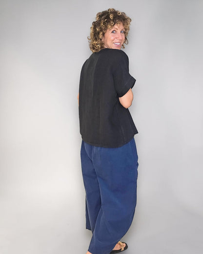 Black Deux Button Top