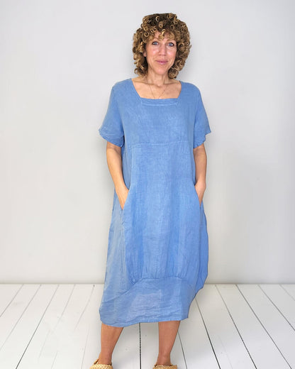 Sky Blue Mid Sleeve Maxi