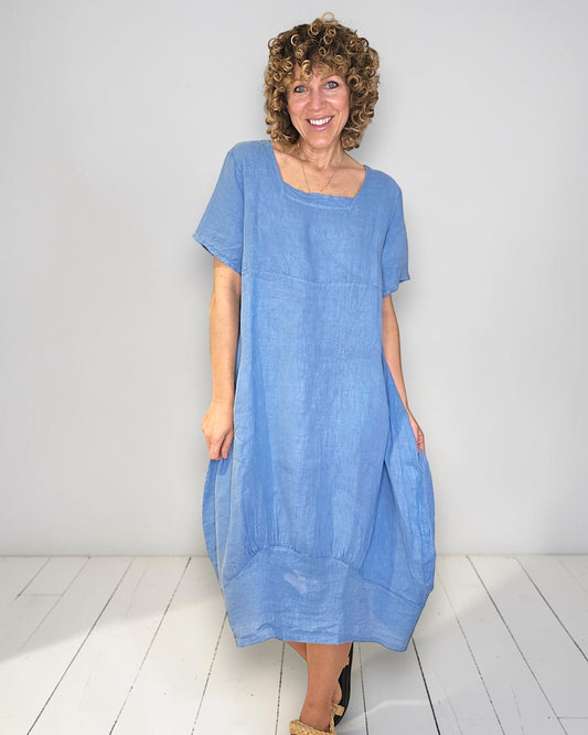 Sky Blue Mid Sleeve Maxi