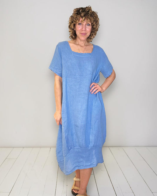Sky Blue Mid Sleeve Maxi