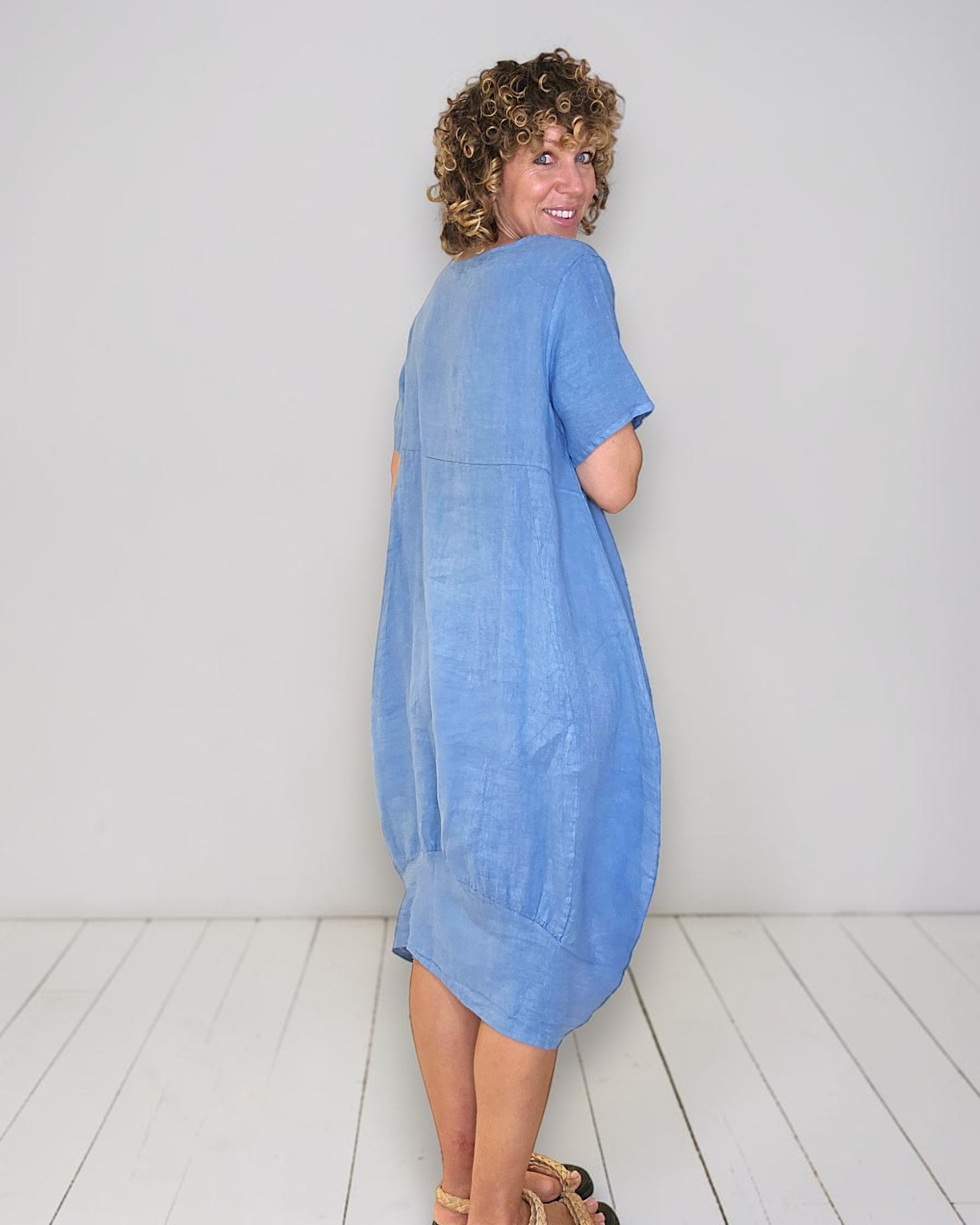 Sky Blue Mid Sleeve Maxi