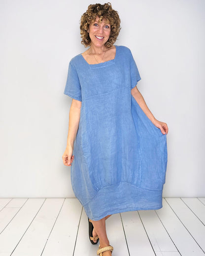 Sky Blue Mid Sleeve Maxi