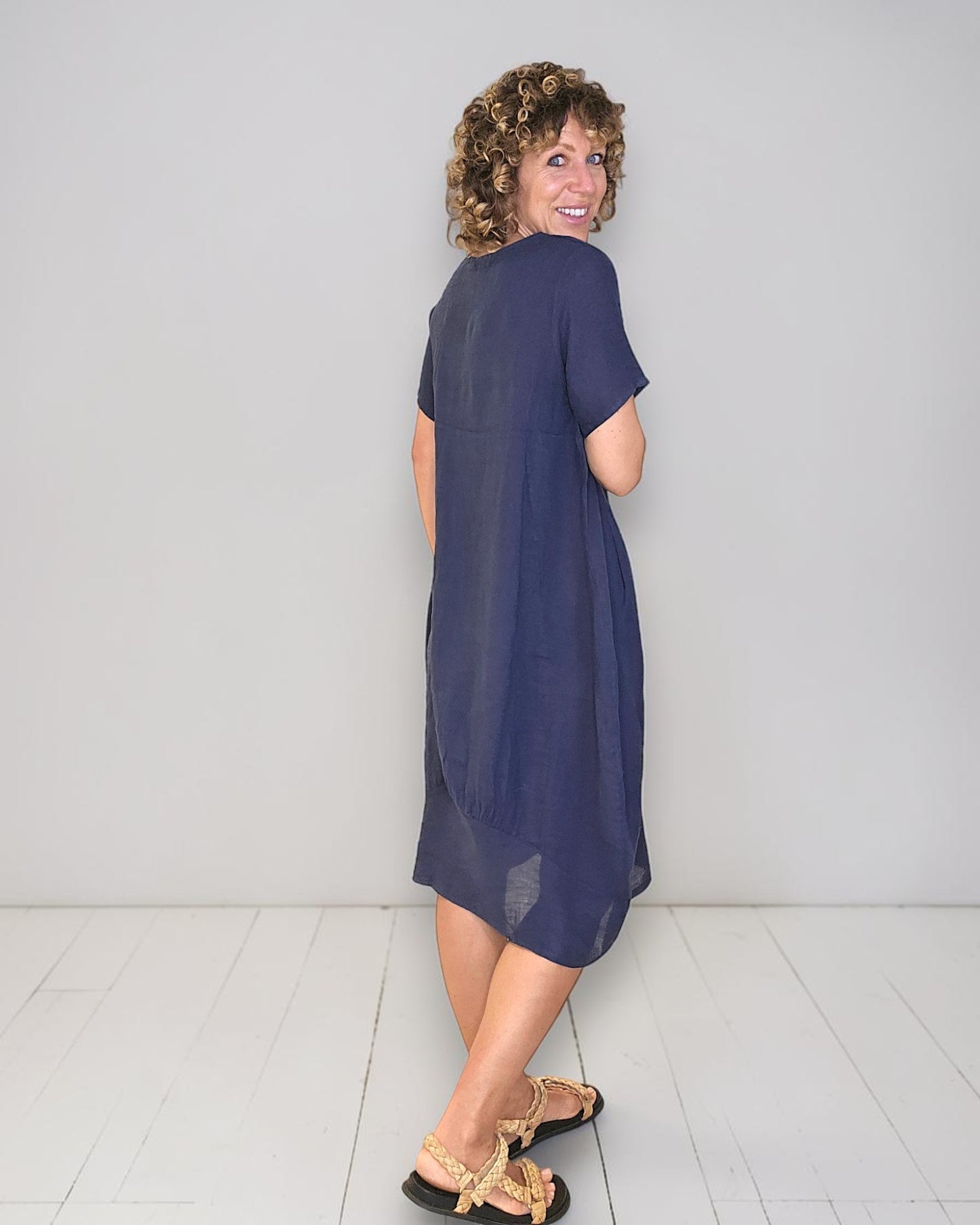 Navy Mid Sleeve Maxi
