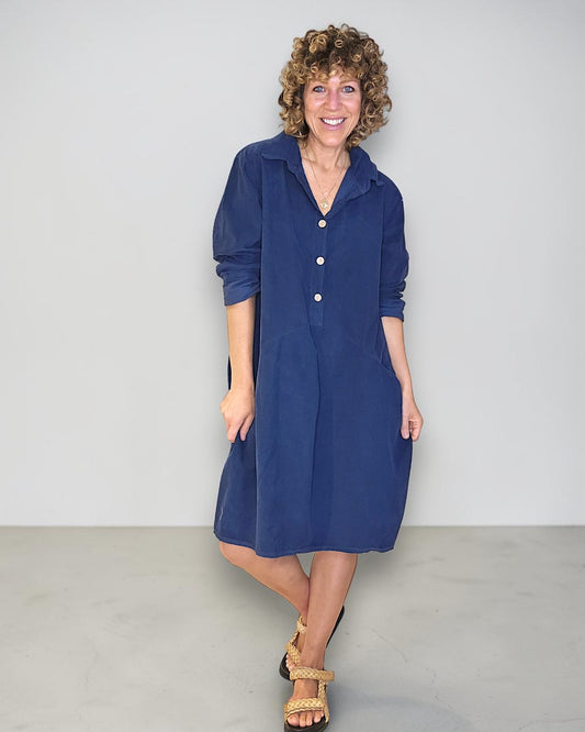 Navy Corduroy Shirt Dress